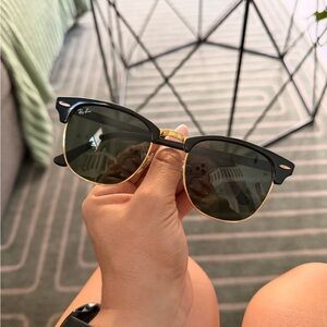 Ray-Ban Black and Gold Sunglasses Clubmaster